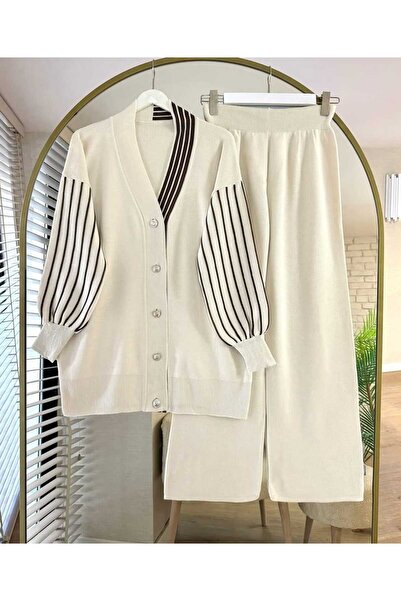 MODA VEDAT Women's Sleeve Collar Detailed Knitwear Set