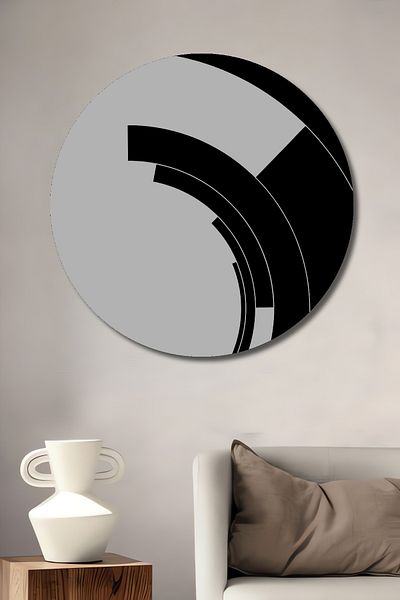 Teona Ahşap Negru Alb Abstract Decorativ Lemn MDF Rotund Acasă, Locul de Muncă Pictură Perete