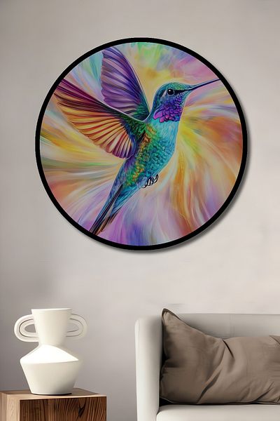 Teona Ahşap Hematoidă colorată decorativă din lemn MDF rotund pentru pictură de perete acasă, la locul de muncă