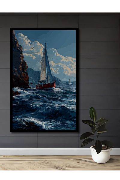 Teona Ahşap Blue Journey Lemn MDF Dreptunghi Decorativ Acasă, Locul de Muncă Pictură Perete