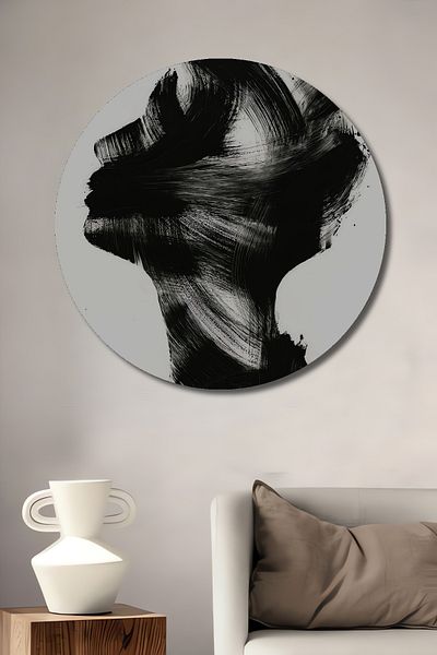 Teona Ahşap Siluetă albă neagră decorativă din lemn MDF rotund pentru casă, pictură murală la locul de muncă