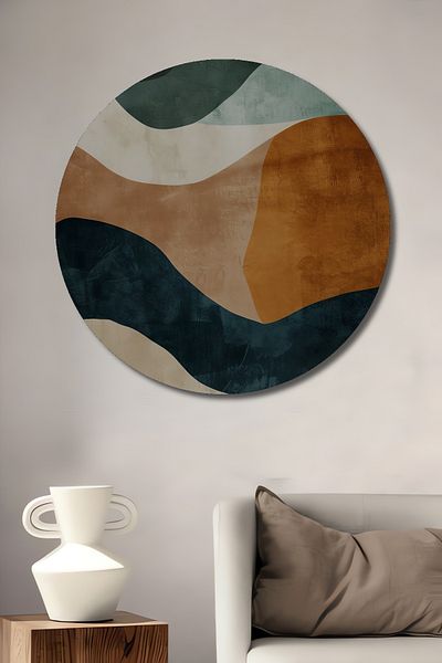 Teona Ahşap Retro Waves Decorativ Lemn MDF Rotund Acasă, Locul de Muncă Pictură Perete