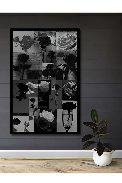 Teona Ahşap Rose Collage Decorativ Lemn MDF Dreptunghi Acasă, Locul de Muncă Pictură Perete