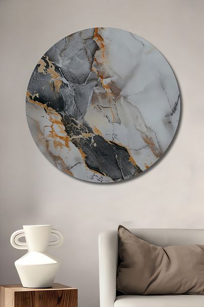 Teona Ahşap Textura marmură Lemn MDF Rotund Decorativ Acasă, Locul de muncă Pictură murală