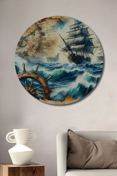 Teona Ahşap Sailor's Dream Lemn MDF Rotund Decorativ Acasă, Locul de Muncă Pictură Perete