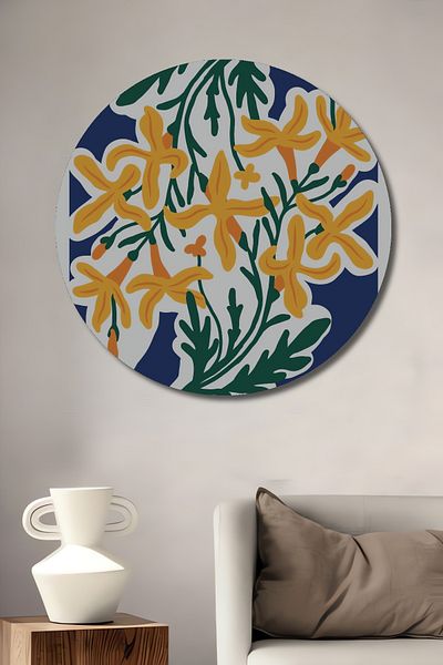 Teona Ahşap Crinii Galbene Lemn MDF Rotund Decorativ Acasă, Locul de Muncă Pictură Perete