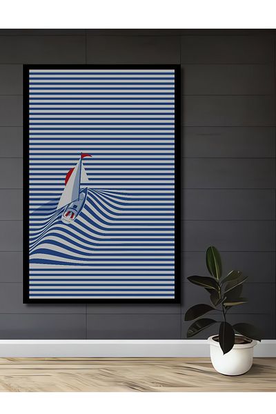 Teona Ahşap Barcă cu pânze abstractă din lemn MDF dreptunghiular decorativ pentru casă, loc de muncă pictură murală