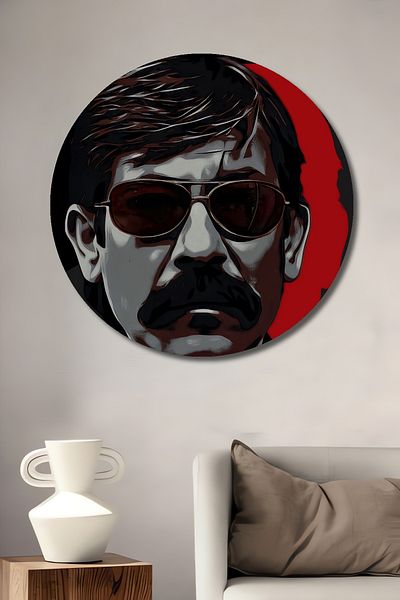 Teona Ahşap Black Humor Icon Decorativ Lemn MDF Rotund Casa, Locul de Muncă Pictură Perete