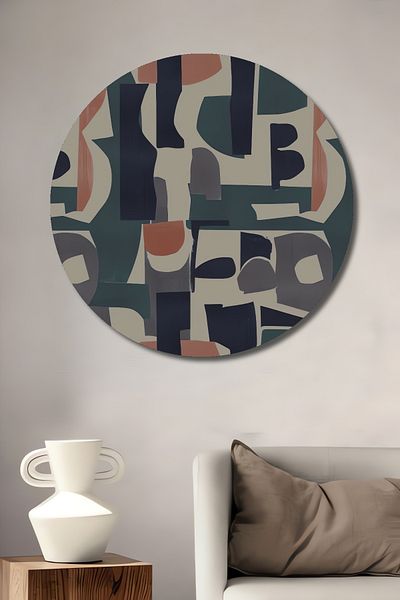 Teona Ahşap Model Geometric Retro Decorativ Lemn MDF Rotund Acasa, Locul de Muncă Pictură Perete