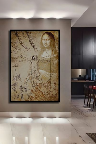 Teona Ahşap Da Vinci Masterpieces Lemn MDF Dreptunghi Decorativ Acasă, Locul de Muncă Pictură de perete