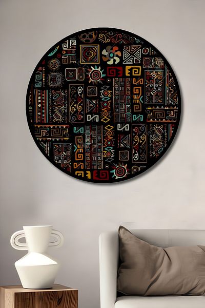Teona Ahşap Modele etnice Decorative din lemn MDF rotund pentru casa, locul de munca pictura pe perete