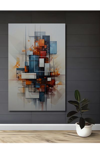 Teona Ahşap Model geometric colorat din lemn decorativ MDF dreptunghiular pentru pictura de perete acasa, loc de munca