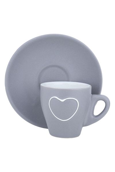 Alsaif Gallery Light gray Turkish coffee cup set, 12 pieces