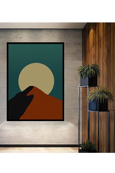 Teona Ahşap Peisaj de munte sub soare Casa dreptunghiulară din lemn MDF decorativă, pictură murală la locul de muncă