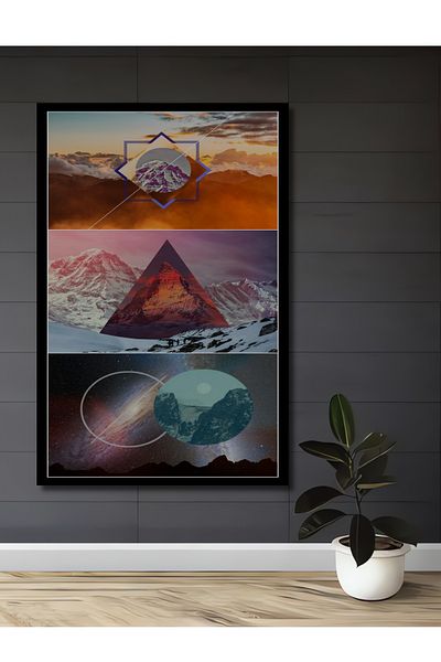 Teona Ahşap Mountain Peak Geometric Lemn MDF Dreptunghi Decorativ Acasă, Locul de Muncă Pictură Perete