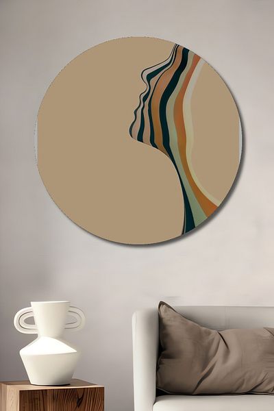 Teona Ahşap Față liniară colorată decorativă din lemn MDF rotund pentru pictură de perete acasă, la locul de muncă