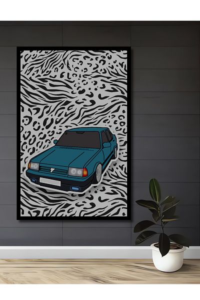 Teona Ahşap Nostalgic Blue Car Decorativ Lemn MDF Dreptunghi Acasă, Locul de Muncă Pictură Perete