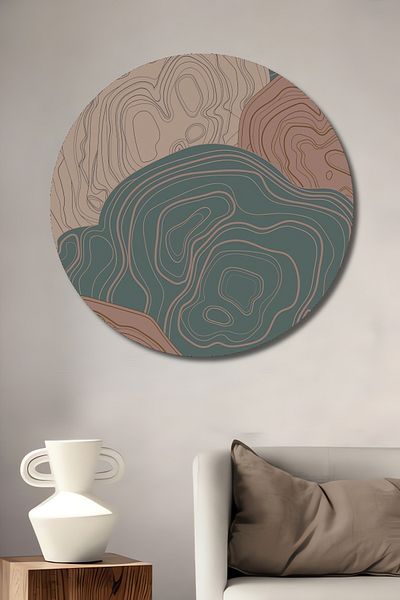 Teona Ahşap Design abstract ondulat din lemn MDF rotund decorativ pentru casa, locul de munca pictura pe perete