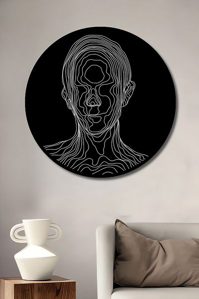 Teona Ahşap Artă minimalistă în linie decorativă din lemn MDF rotund pentru pictură pe perete acasă, la locul de muncă