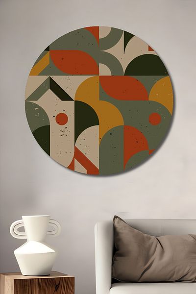 Teona Ahşap Colorat Geometric Abstract Decorativ Lemn MDF Rotund Acasă, Locul de Muncă Pictură Perete