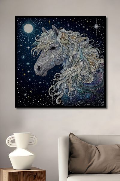 Teona Ahşap Fermecător în cer unicorn decorativ din lemn MDF dreptunghiular pentru pictură de perete acasă, la locul de muncă