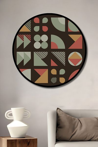Teona Ahşap Modele geometrice Decorative din lemn MDF rotund pentru casa, locul de munca pictura pe perete