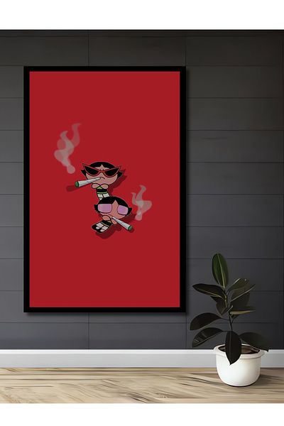 Teona Ahşap Powerpuff Girls Style Scenă Decorativă Lemn MDF Dreptunghi Casă, Locul de Muncă Pictură Perete