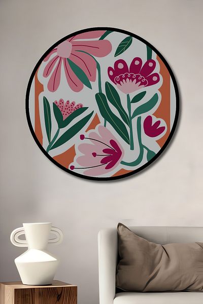 Teona Ahşap Model de flori colorate Decorativ din lemn MDF rotund pentru pictura de perete pentru locuință, loc de muncă