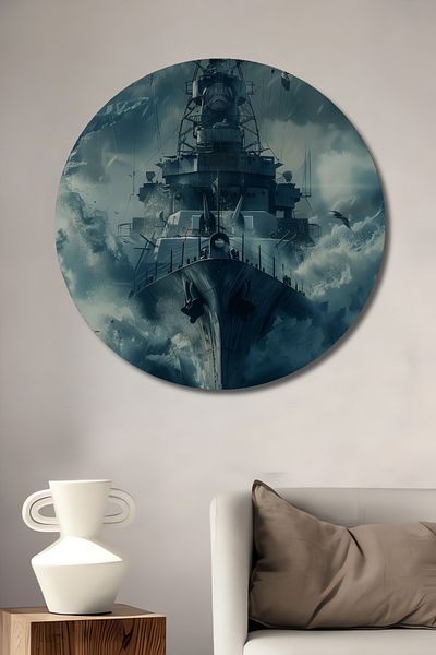 Teona Ahşap Puternic Storm Battleship Lemn MDF Rotund Decorativ Acasă, Locul de Muncă Pictură Murală