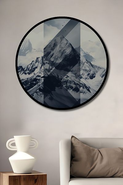 Teona Ahşap Peisaj de munte abstract Decorativ din lemn MDF Casă rotundă, pictură murală la locul de muncă