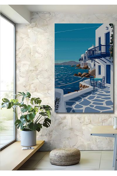 Teona Ahşap Santorini inspirat decorativ din lemn MDF dreptunghiular pentru casa, locul de munca pictura pe perete