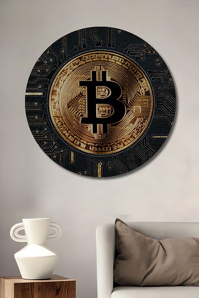 Teona Ahşap Bitcoin Lemn MDF Rotund Decorativ Acasa, Locul de Afaceri Pictura Perete