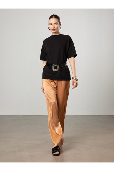 Refka Παντελόνι Camel Satin - Loose Cut - Refka