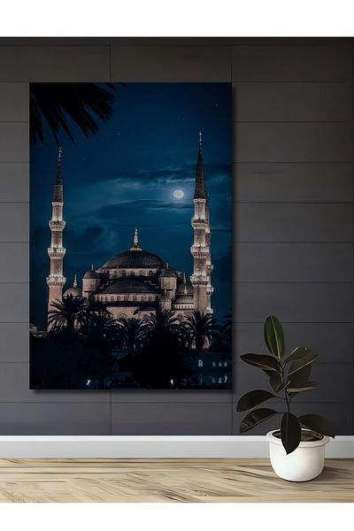 Teona Ahşap Moscheea Sultanahmet la lumina lunii Lemn MDF dreptunghiular decorativ pentru casa, loc de munca pictura pe perete