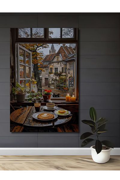 Teona Ahşap Peisaj de oraș liniștit din lemn MDF dreptunghiular decorativ pentru casă, pictură murală la locul de muncă