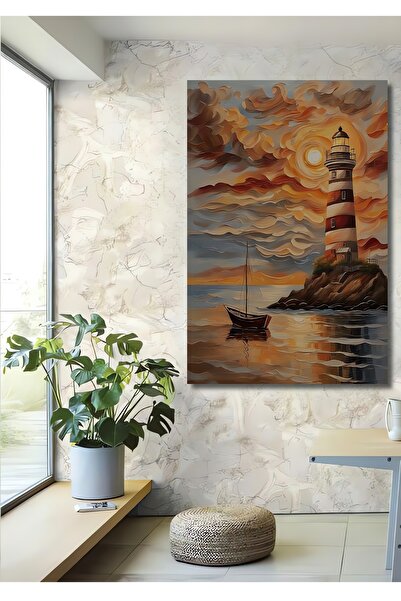 Teona Ahşap Far Sunset Decorativ Lemn MDF Dreptunghi Acasă, Locul de Muncă Pictură Perete