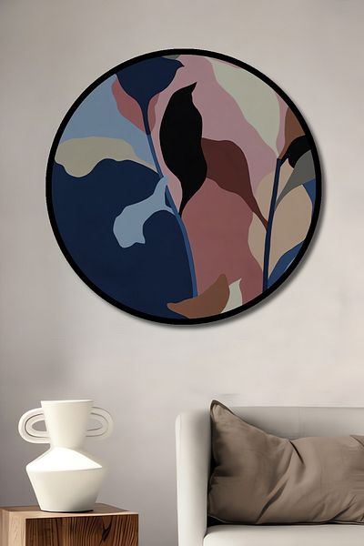 Teona Ahşap Motiv de plante abstracte, lemn decorativ MDF, pictură rotundă pentru casă, loc de muncă