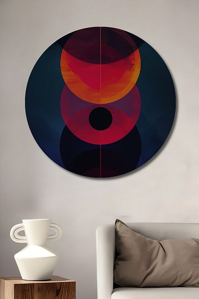 Teona Ahşap Colorat Geometric Modern Decorativ Lemn MDF Rotund Acasă, Locul de Muncă Pictură Perete