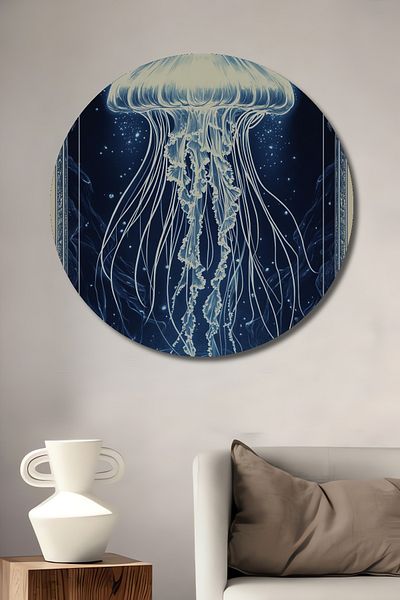 Teona Ahşap Fermecătoare meduze Sparkle Decorativ Lemn MDF Rotund Acasă, Locul de Muncă Pictură murală