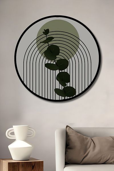 Teona Ahşap Motiv de plantă geometrică modernă, decorativă din lemn MDF, pictură rotundă pentru casă, loc de muncă
