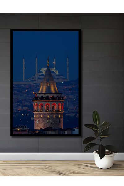 Teona Ahşap Turnul Galata Istanbul fermecător, decorativ din lemn MDF, dreptunghiular, pictură murală pentru locuință, loc de muncă