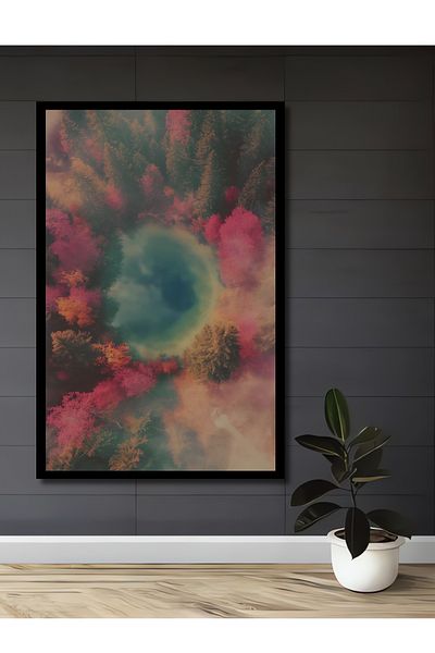 Teona Ahşap Decorativ din lemn MDF dreptunghiular Pictură murală pentru casă, loc de muncă Magical Colors Forest