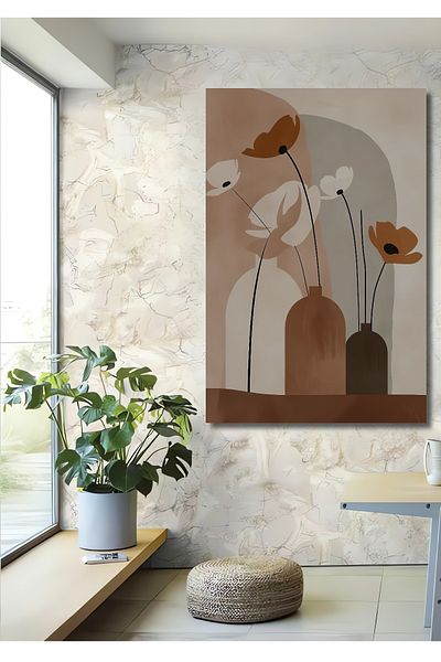Teona Ahşap Model floral boem decorativ din lemn MDF dreptunghiular pentru pictura de perete acasa, loc de munca