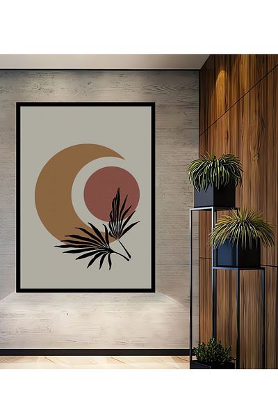 Teona Ahşap Lună și frunze Artă abstractă Decorativ Lemn MDF Dreptunghi Acasă, Locul de muncă Pictură murală