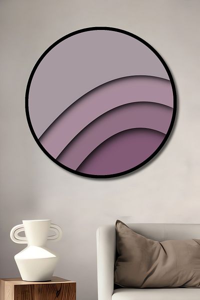 Teona Ahşap Pictură de perete rotundă decorativă din lemn MDF geometric stratificat roz