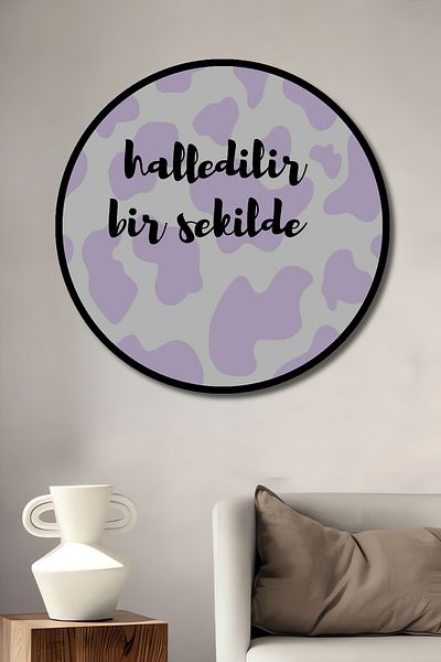 Teona Ahşap Pictură decorativă din lemn MDF rotundă pentru casă, loc de muncă