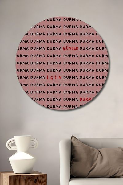 Teona Ahşap Stop For Nice Days Lemn MDF Rotund Decorativ Acasa, Locul de munca Pictura pe perete