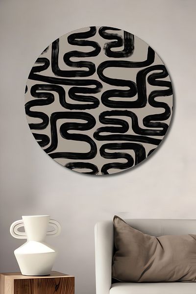 Teona Ahşap Model ondulat abstract din lemn MDF rotund decorativ pentru casa, locul de munca pictura pe perete