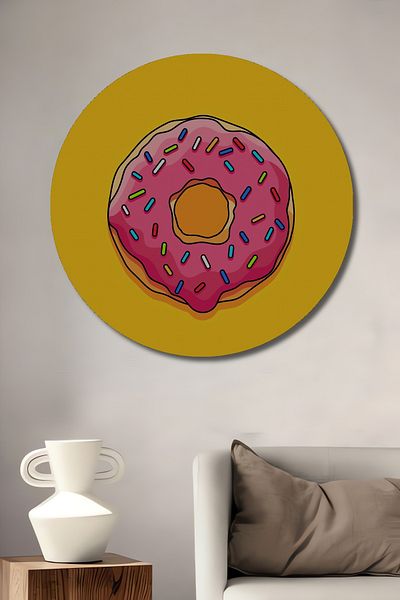 Teona Ahşap Decorativ din lemn MDF rotund inspirat de gogoși colorate, pictură murală pentru locul de muncă