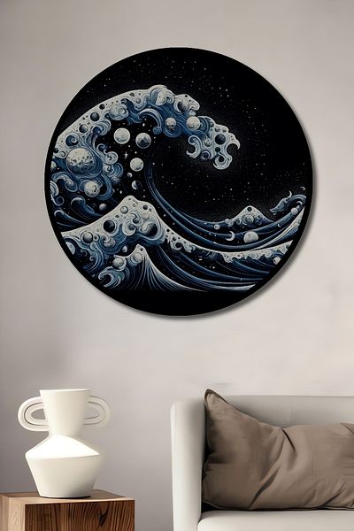 Teona Ahşap Running Waves Modern Lemn MDF Rotund Decorativ Acasă, Locul de Muncă Pictură Perete